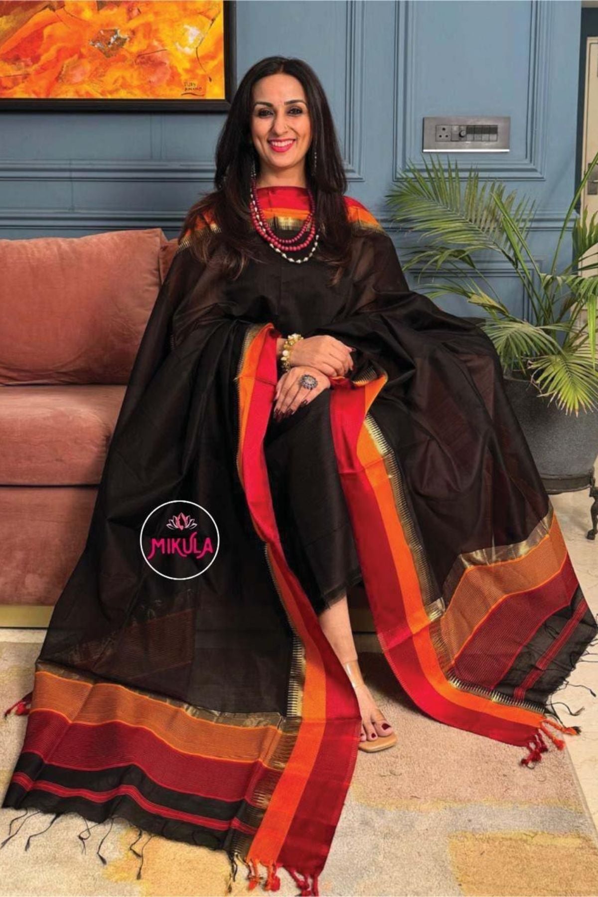 Maheshwari silk by cotton kurta dupatta set